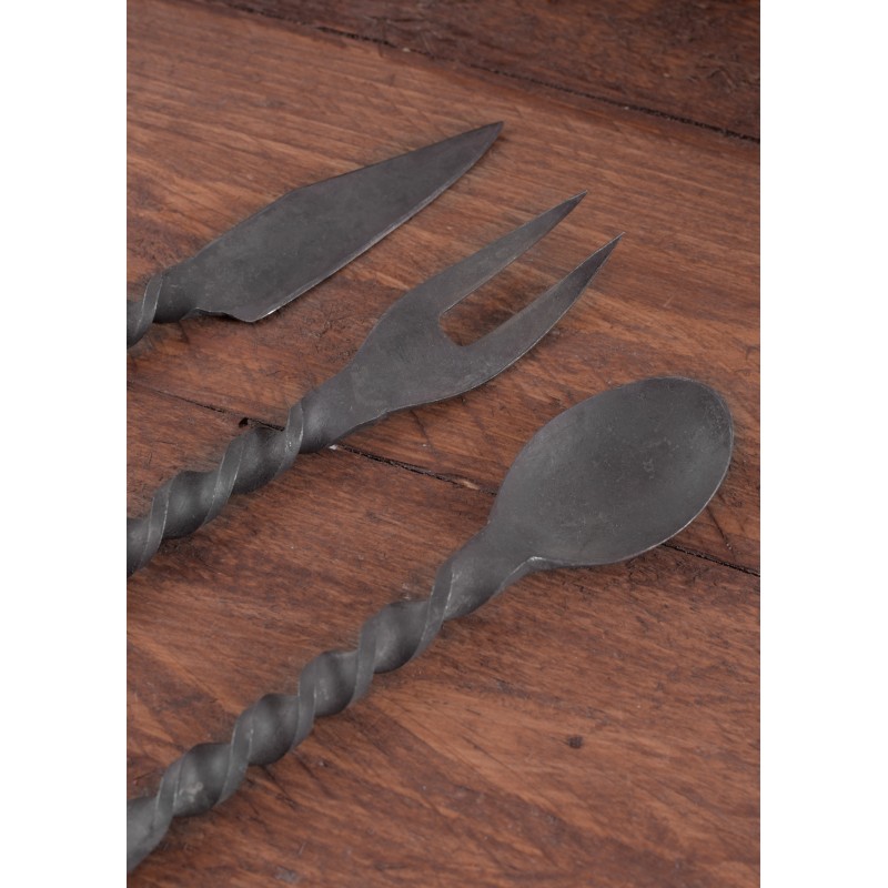 Set Posate Pieghevoli da Campo con Astuccio Nylon Verde