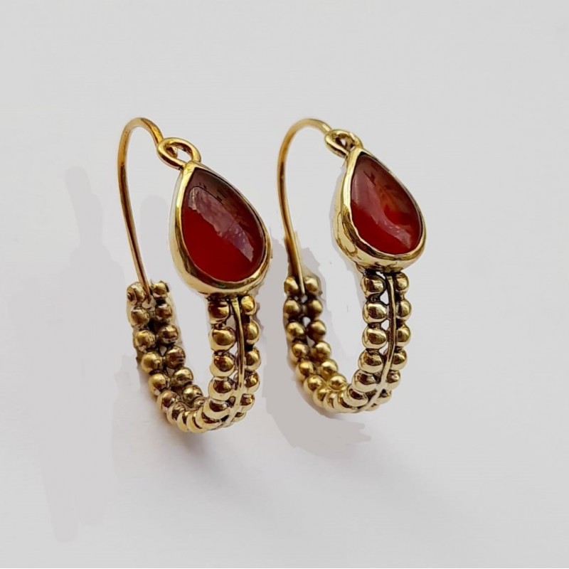 Boucles d’oreilles en or et grenat Sicile - XVIIIe siècl